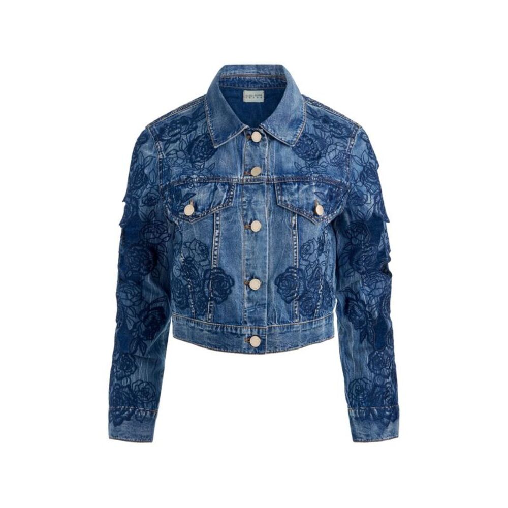 Alice+Olivia Women Embroidered Denim Jacket